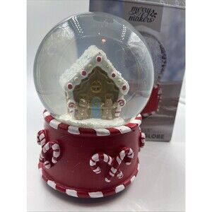 MERRY MAKERS The Paper Store Deck The Halls MUSICAL SNOW GLOBE 5 1/2" NIB